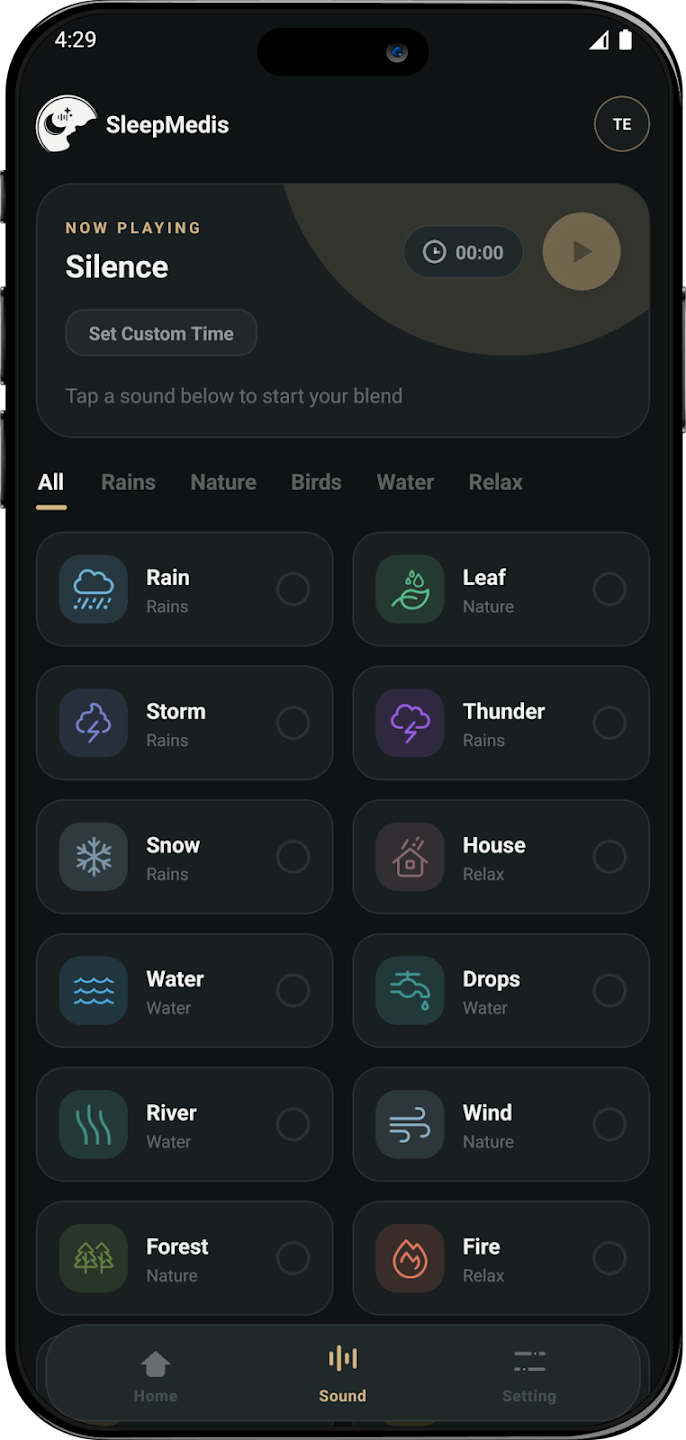 Sound mixer screen